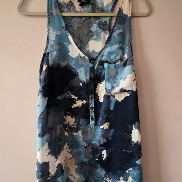 Blue and White Patterned Tank Top - Picture 2 of 4